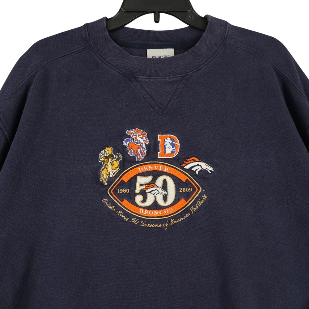 Denver Broncos Reebok‎ Sweatshirt Mens XL 50th Anniversary Embroidered Pullover